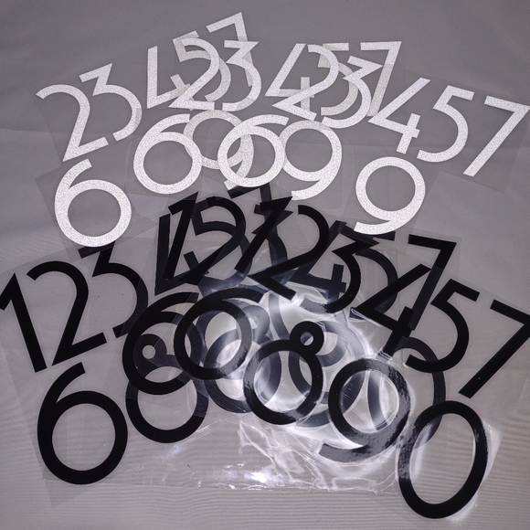 3" Reflective Vinyl Art Deco Number Decals, Black and White. *Great to Bundle*